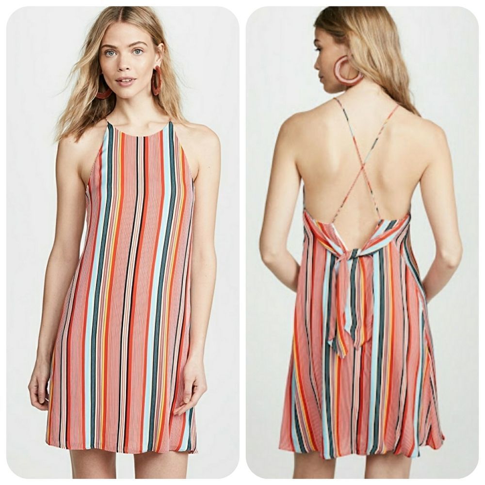 Alice + Olivia Kalia Striped Halter Tie-Back Dress - Picture 3 of 11
